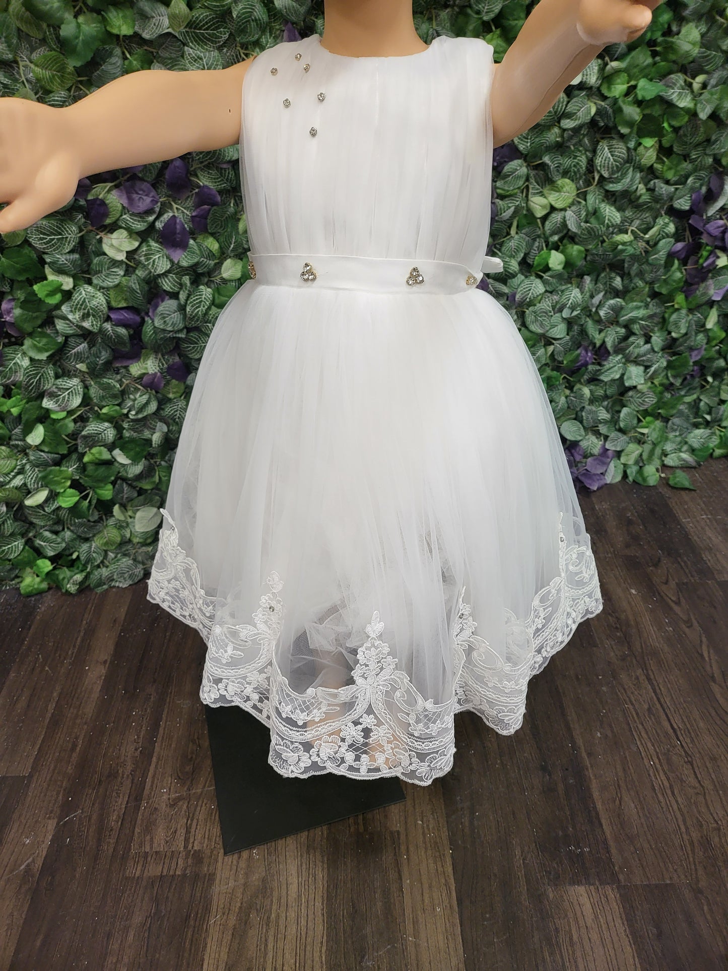 White Net and Stones Dress