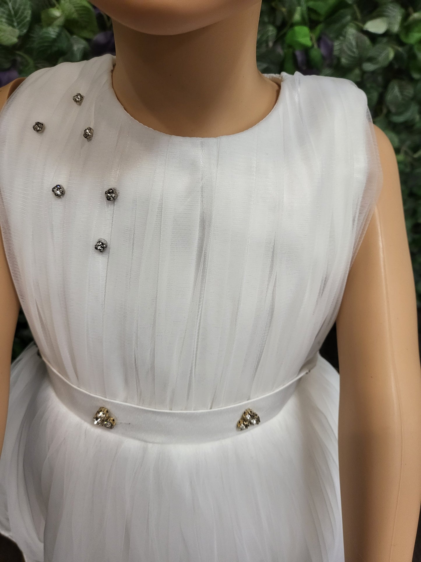 White Net and Stones Dress