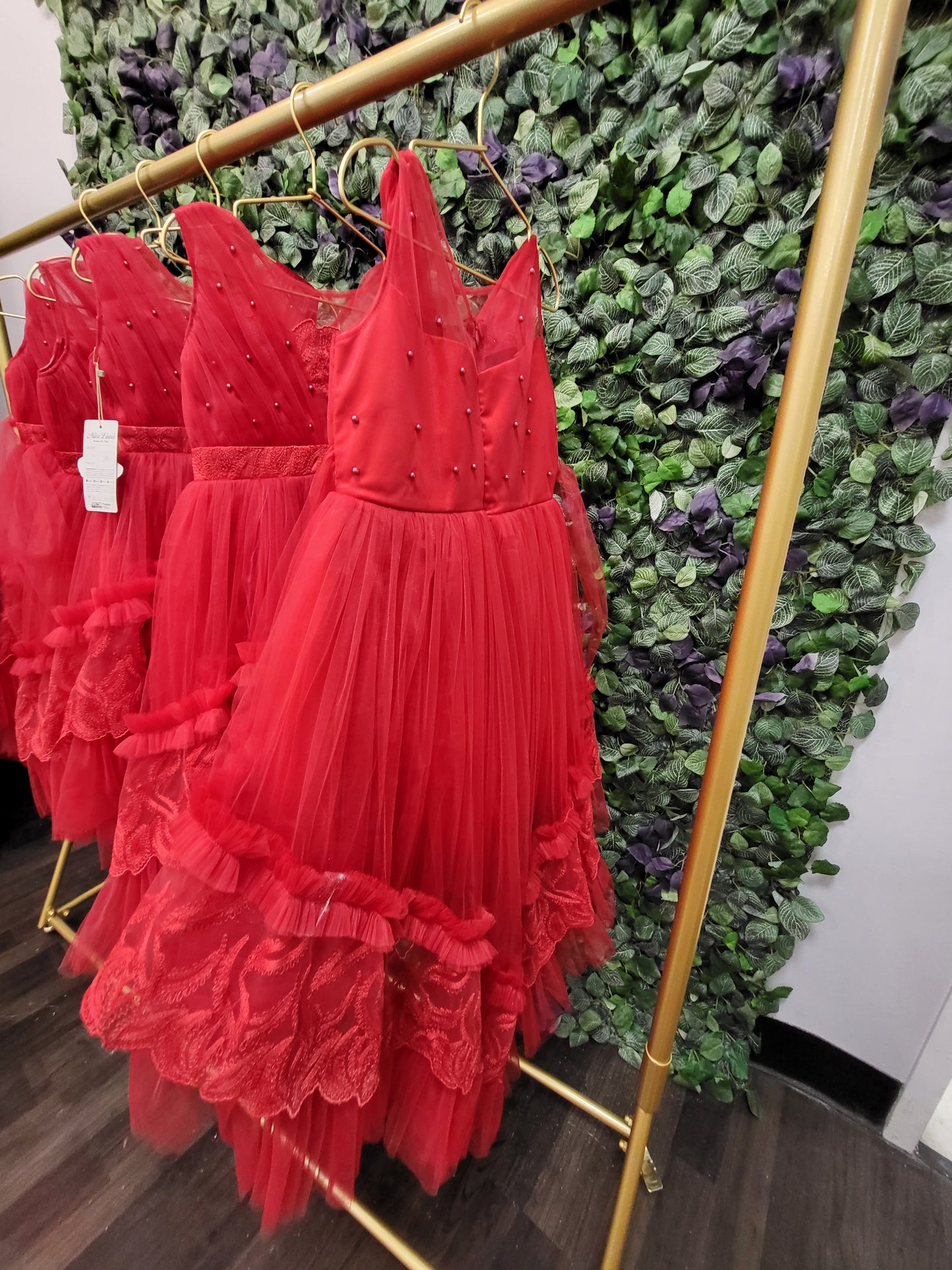 Miss Liwa Red Tulle Train Dress