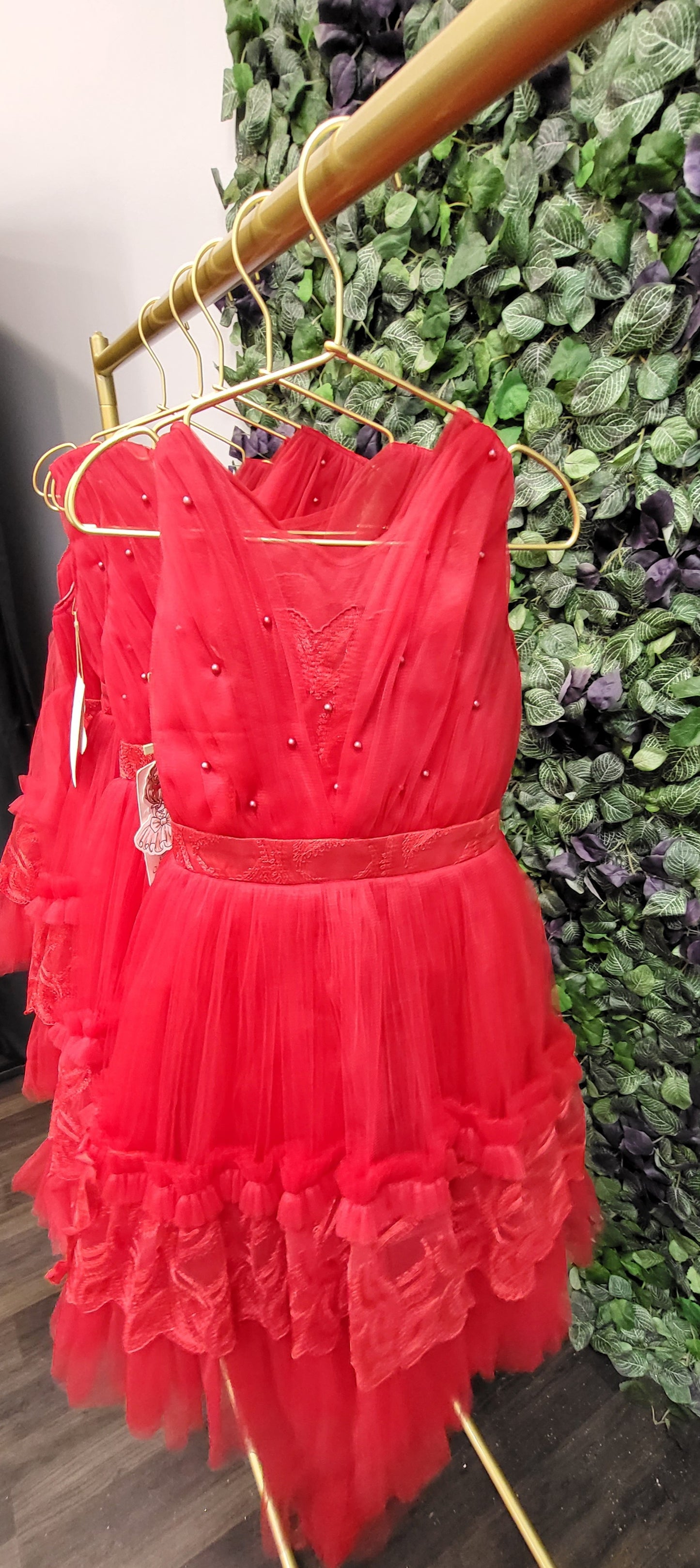 Miss Liwa Red Tulle Train Dress