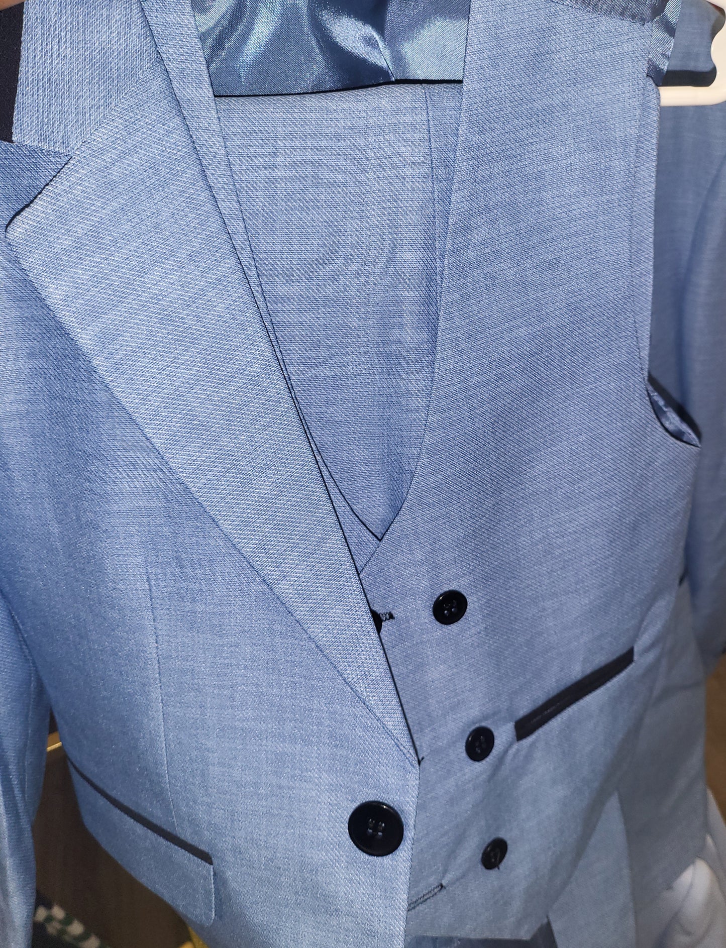 Sky Blue and Black Suit