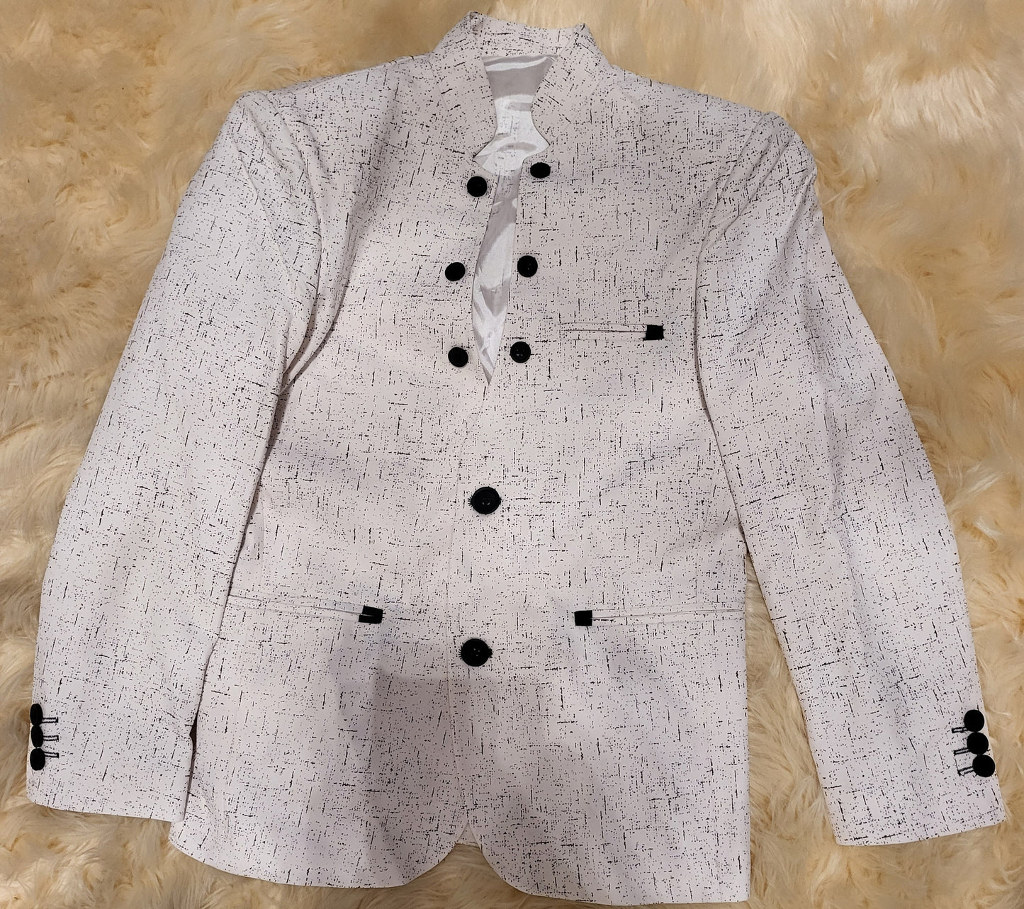 Cream and Black color Blazer