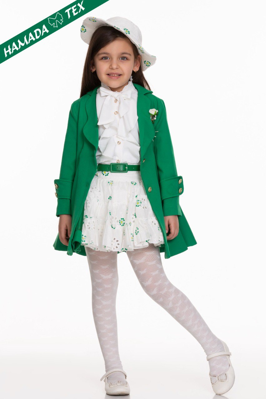 Green and White Dress