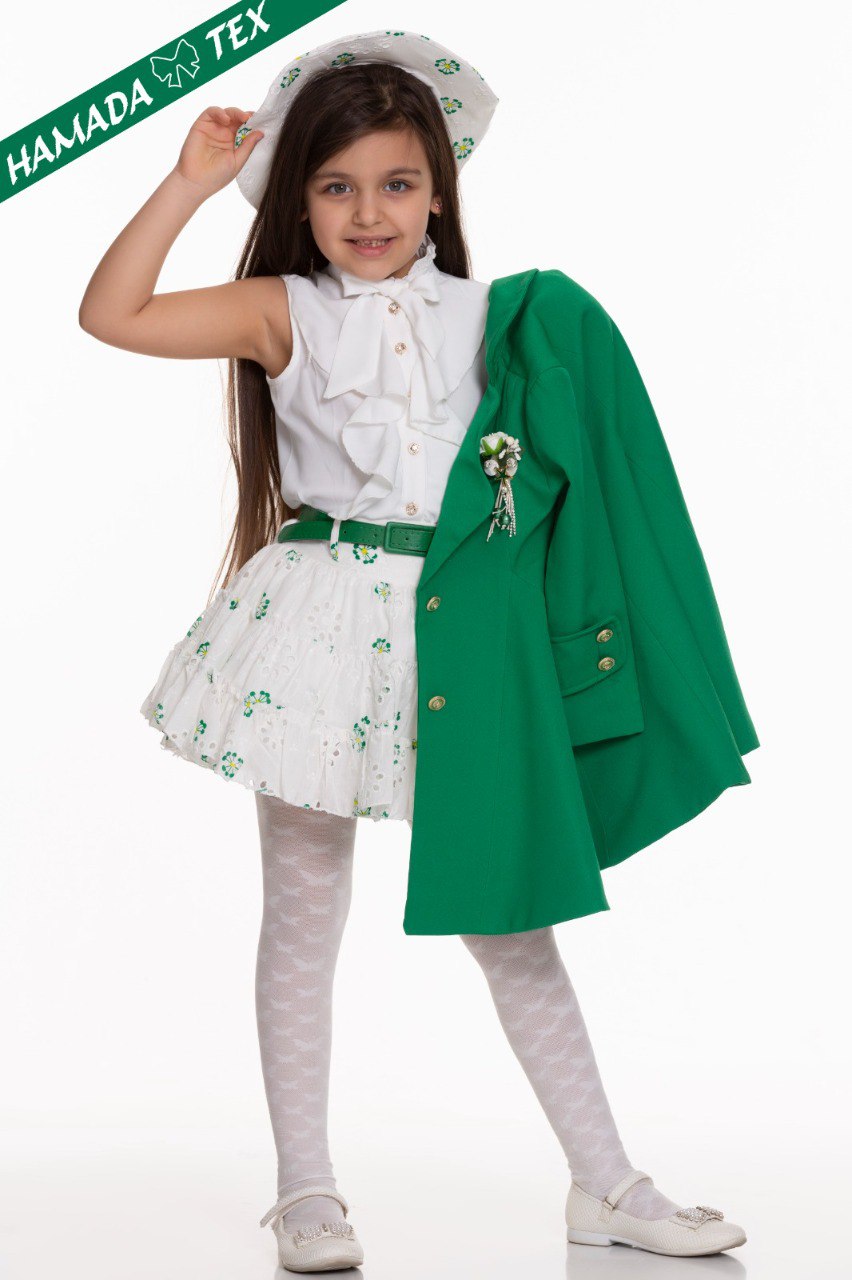 Green and White Dress