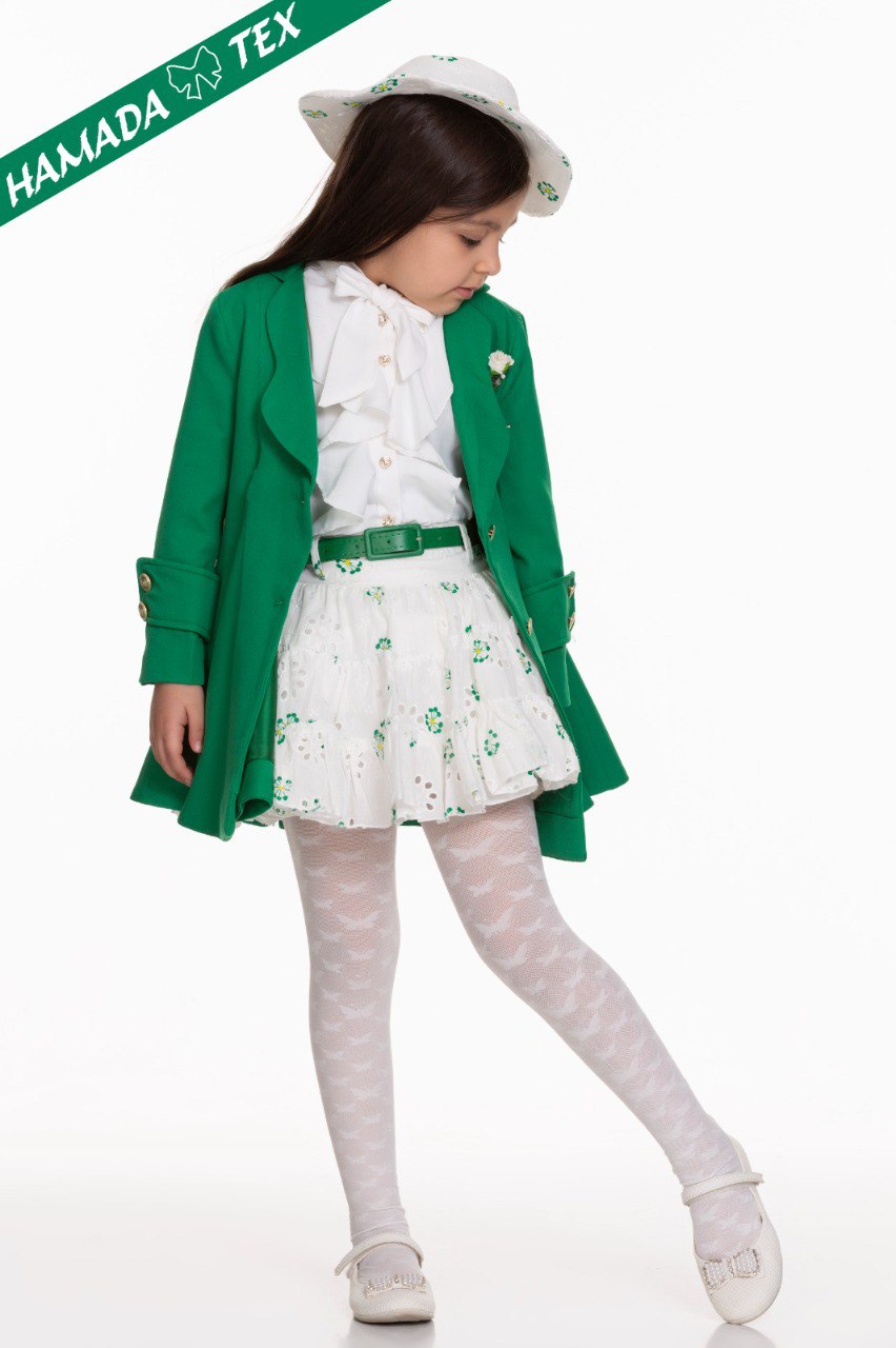 Green and White Dress