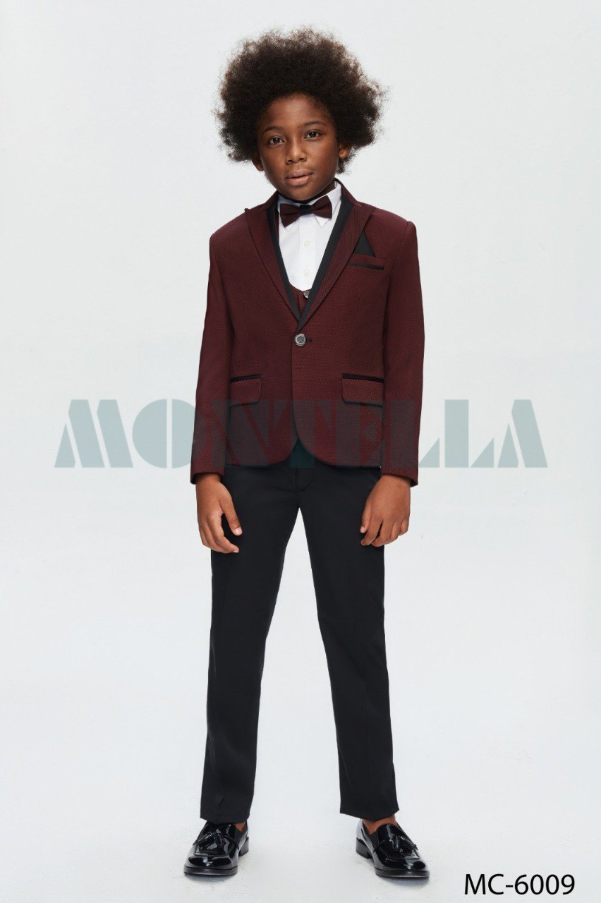 Montella Black and Burgundy Suit