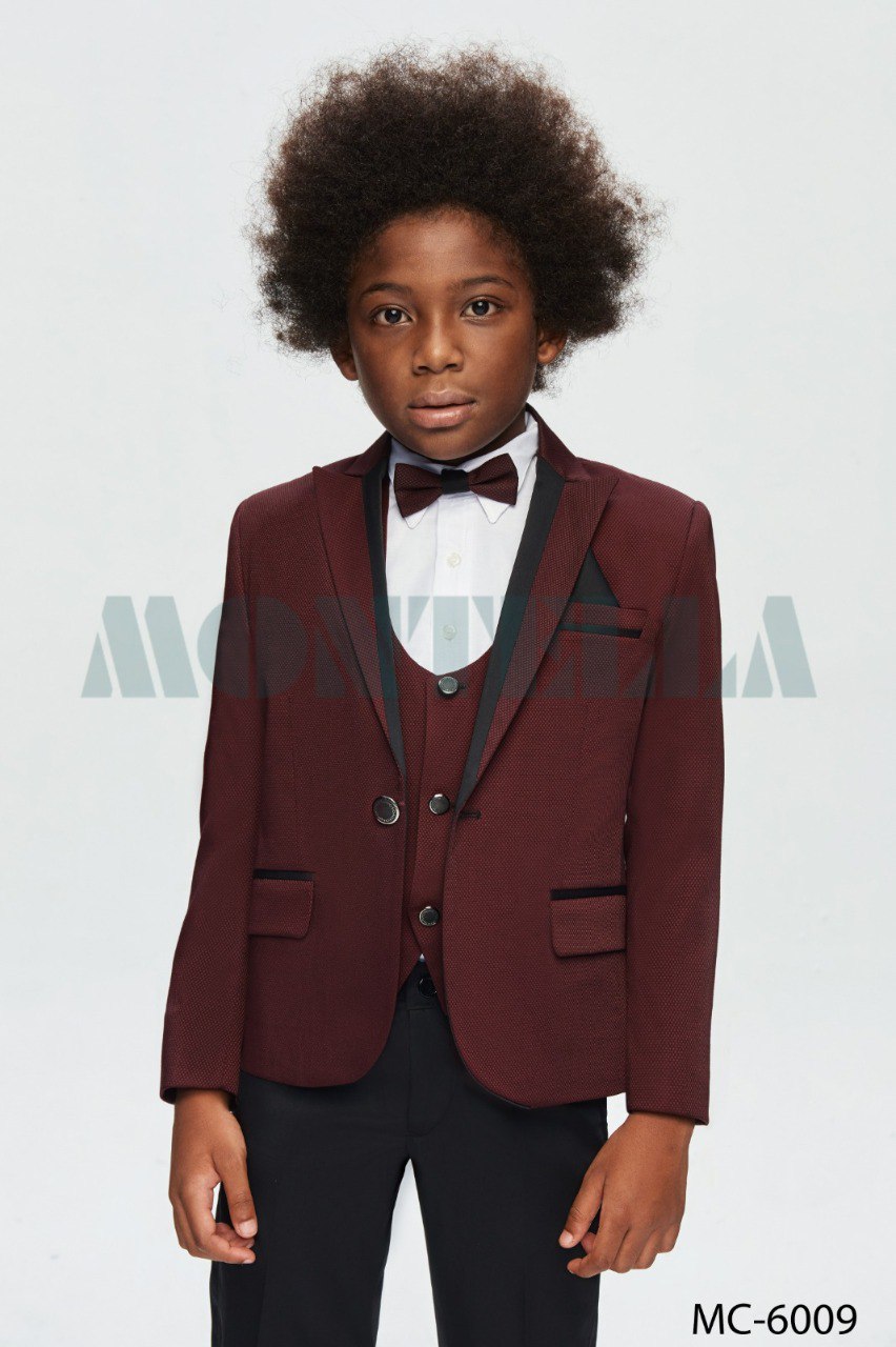 Montella Black and Burgundy Suit