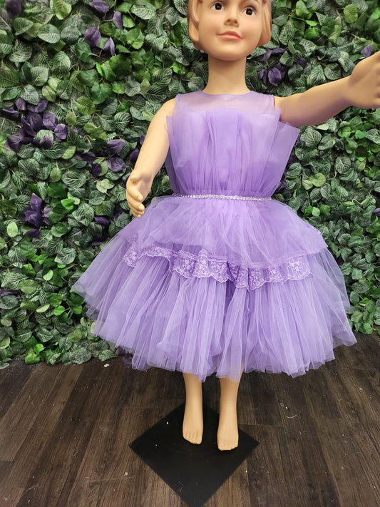 Purple Tulle and Lace Dress