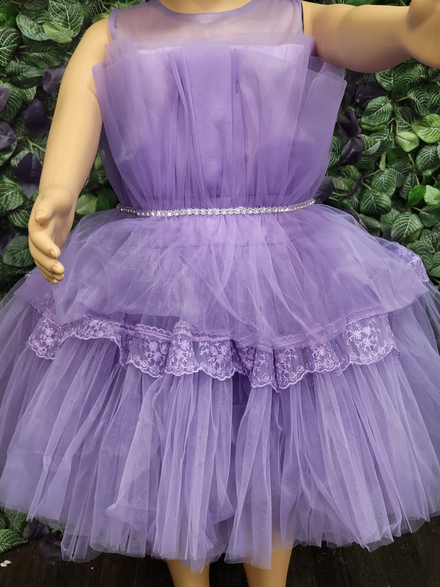 Purple Tulle and Lace Dress