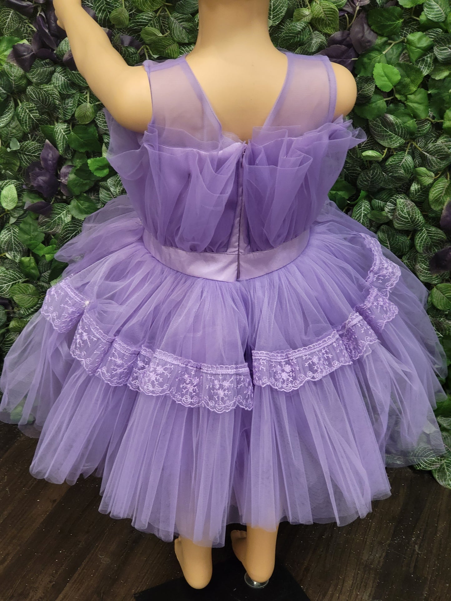 Purple Tulle and Lace Dress