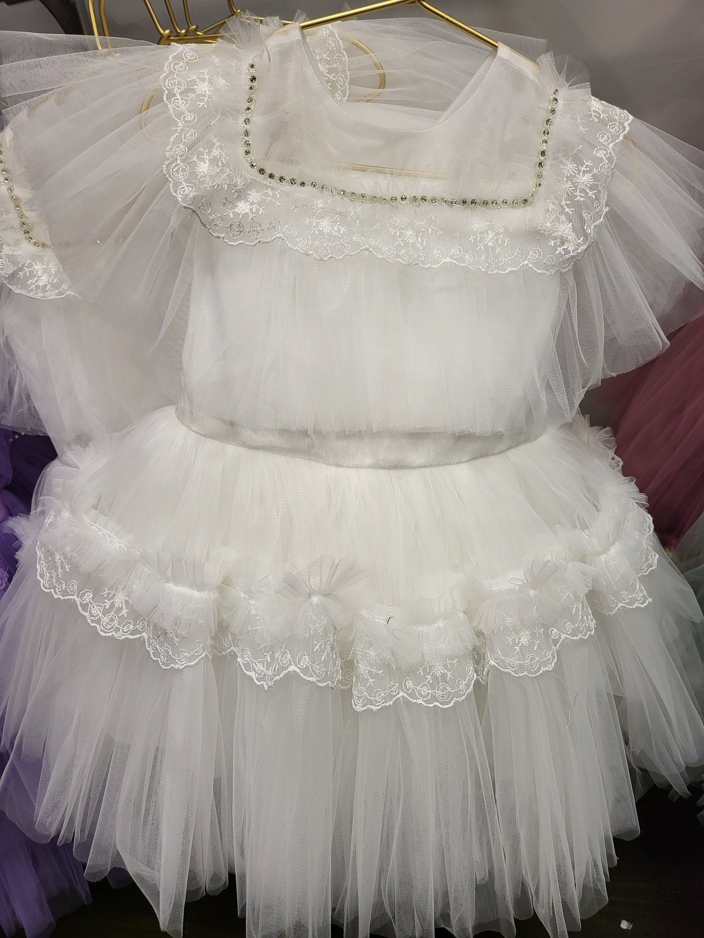 White Tulle and Lace Dress