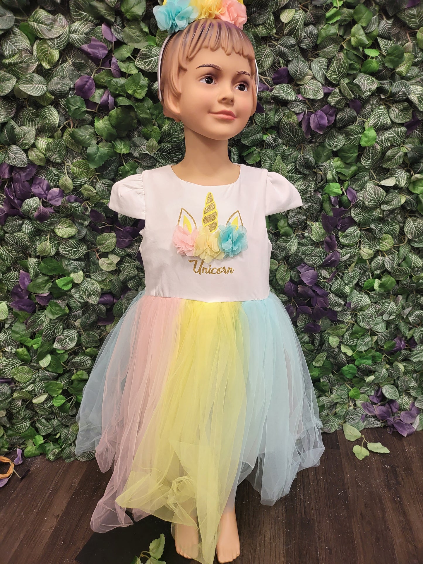 Unicorn Dress with Head piece Multi