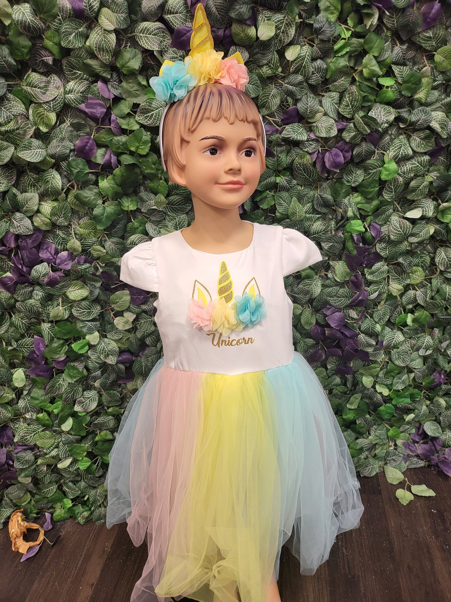 Unicorn Dress with Head piece Multi