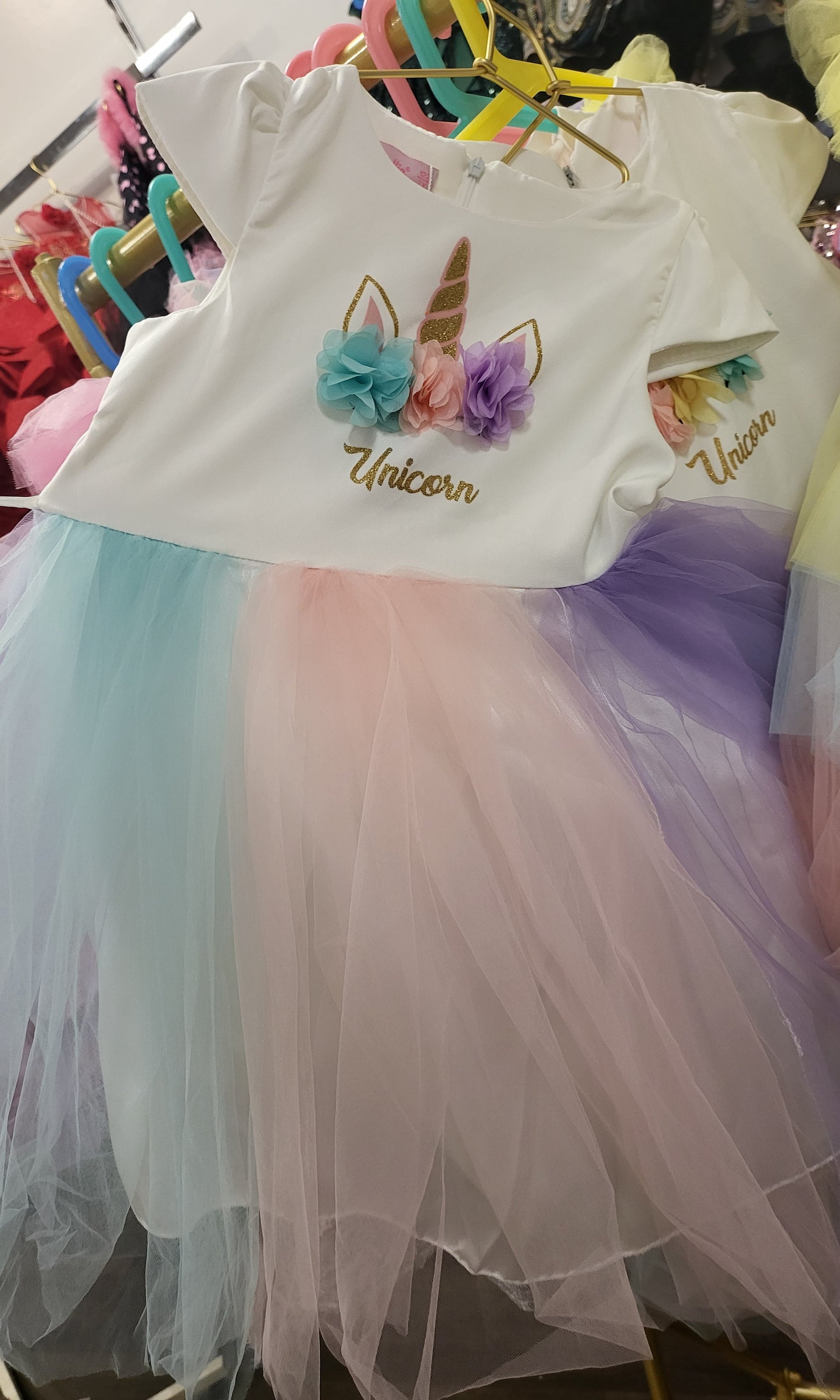 Unicorn Dress with Head piece Multi