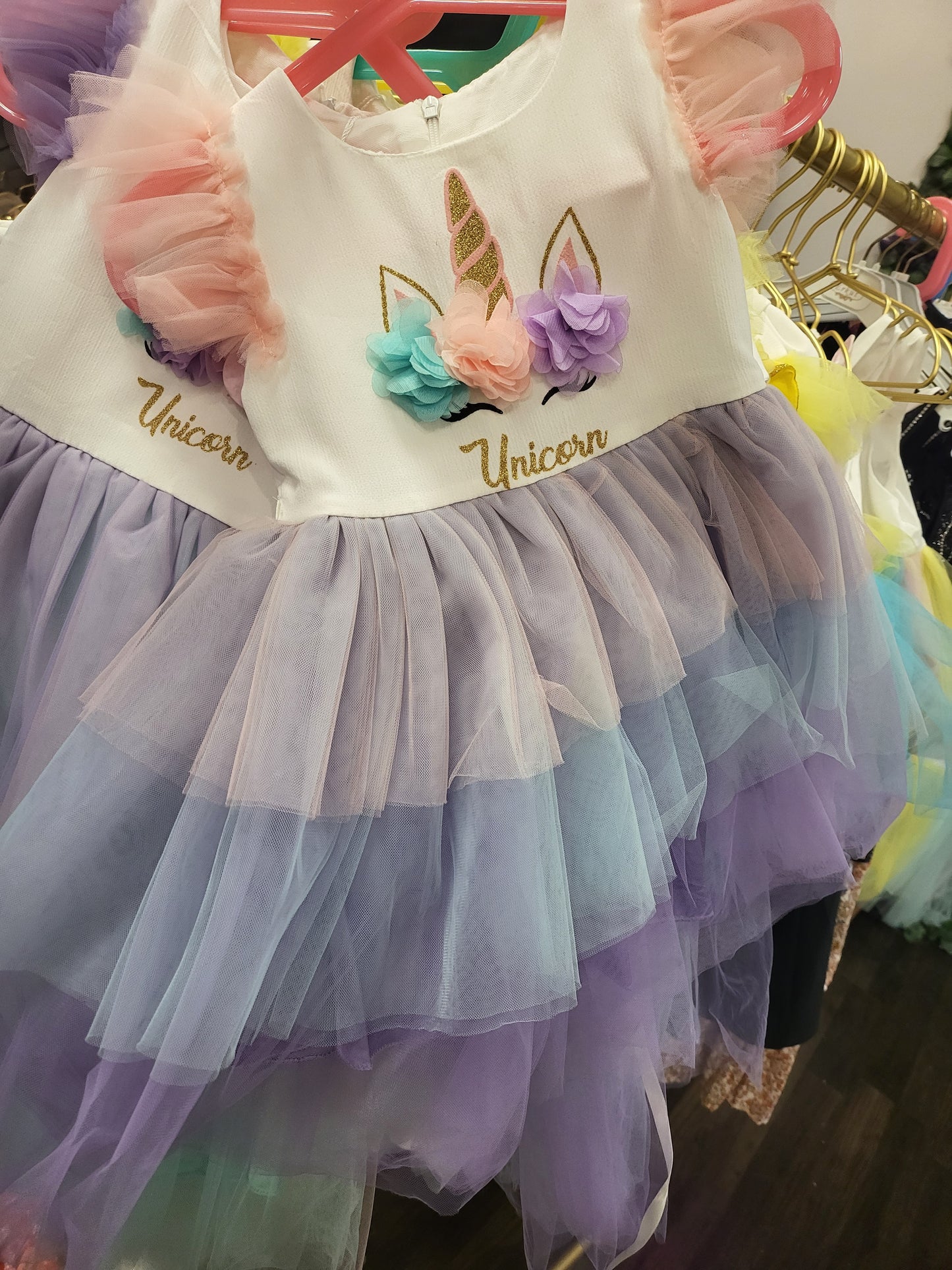 Unicorn Dress with Head piece Multi