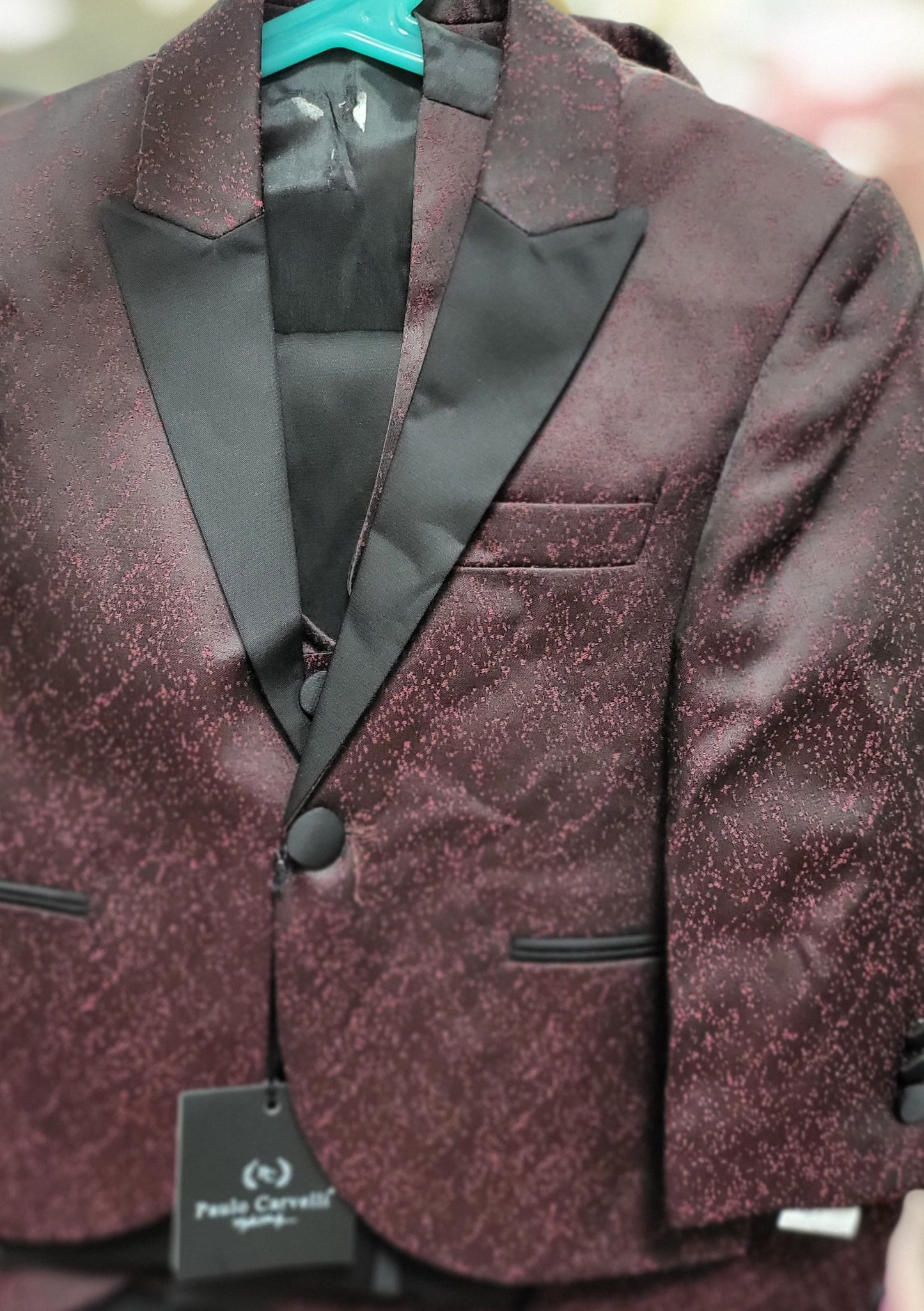 Paulo Carvelli Black and Burgundy Suit