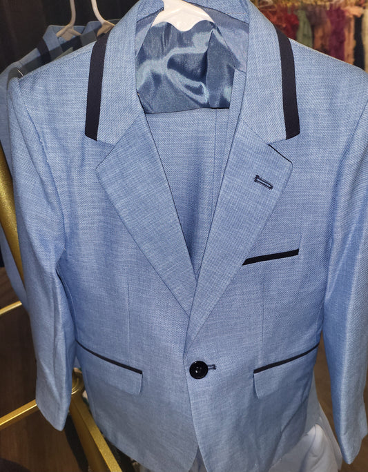 Sky Blue and Black Suit